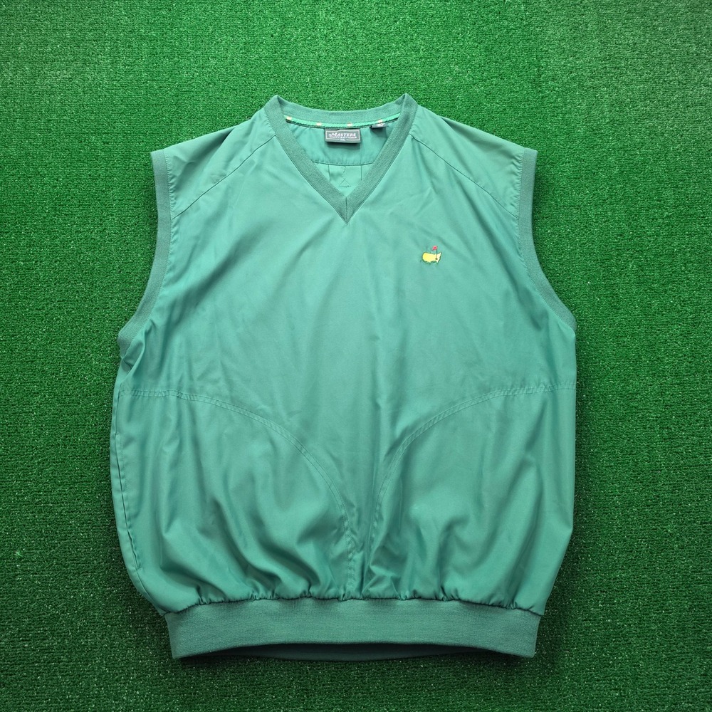 Masters Collection Windbreaker Vest Mens 2XL Green V-Neck Sleeveless Pullover